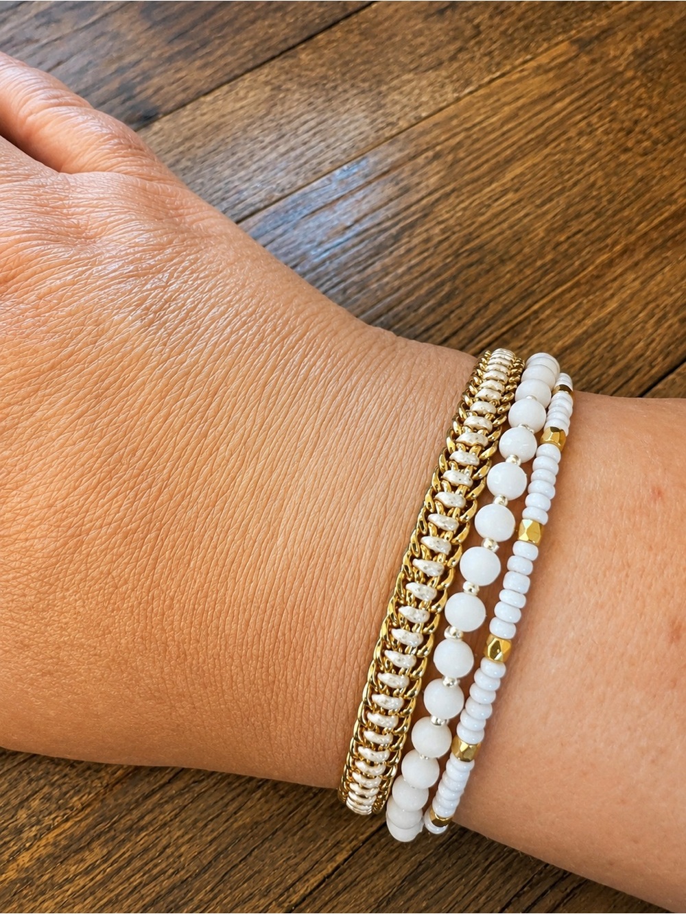 henri bendel Gold & White Layered Toggle Bracelet - Picture 3 of 3